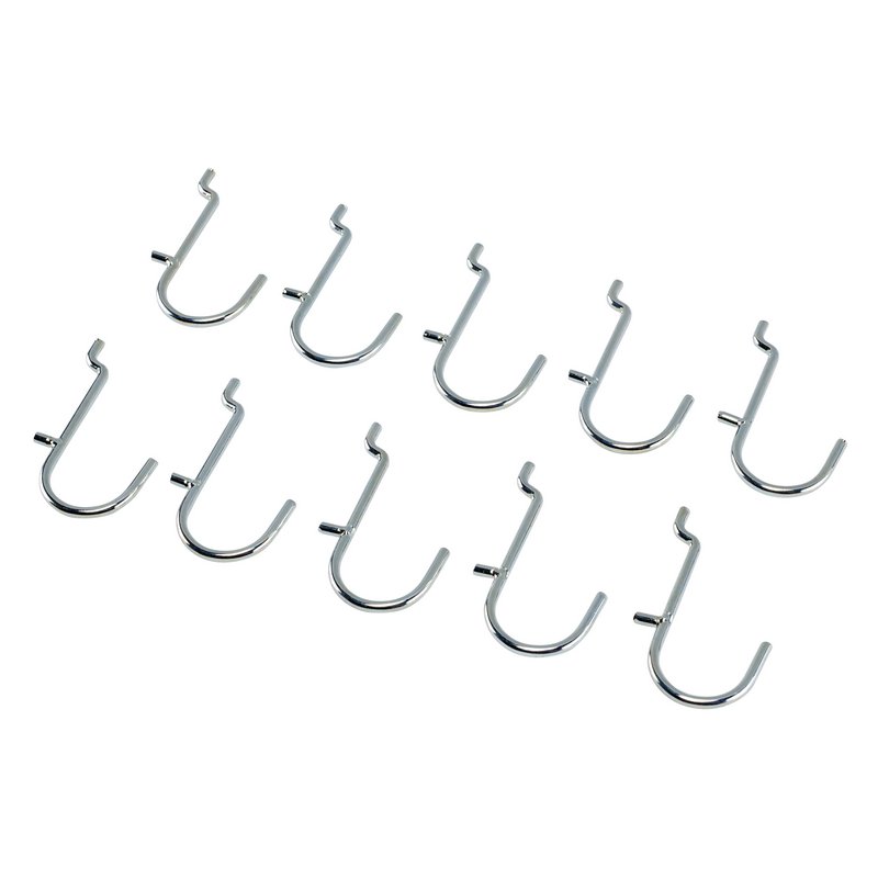 Metal J-Hooks for Back Panel/Pegboard (Pack of 10)