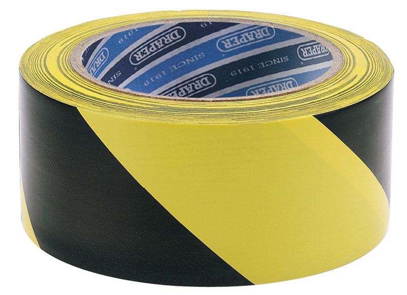 33M x 50mm Black and Yellow Adhesive Hazard