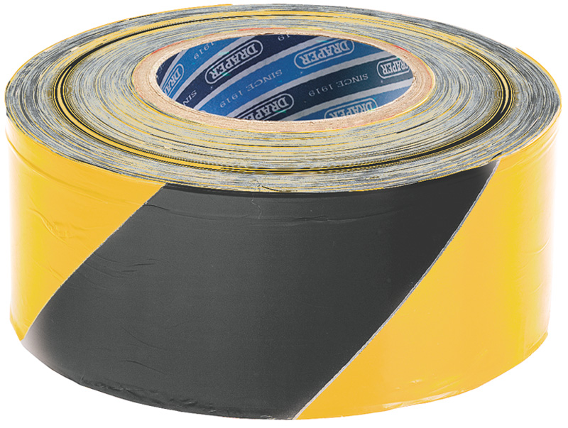 500M x 75mm Black and Yellow Barrier Tape Roll