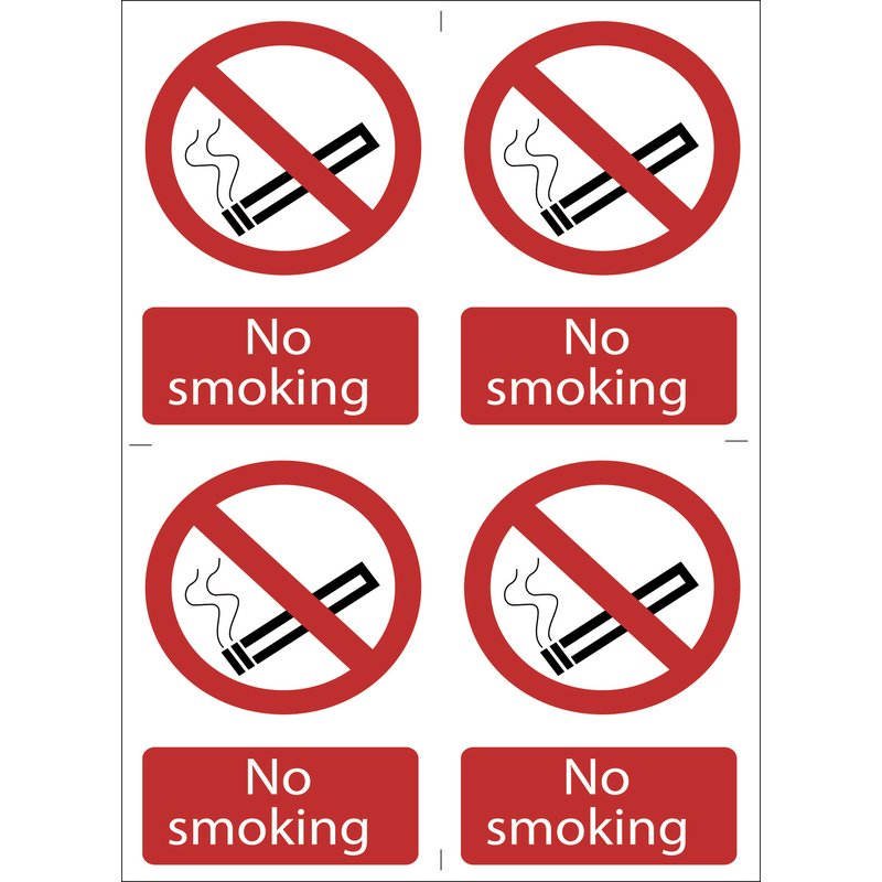 4 x 'No Smoking' Prohibition Sign